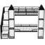 Lit superposé simple en métal avec garde-robe et escalier de rangement, noir et blanc-121098402