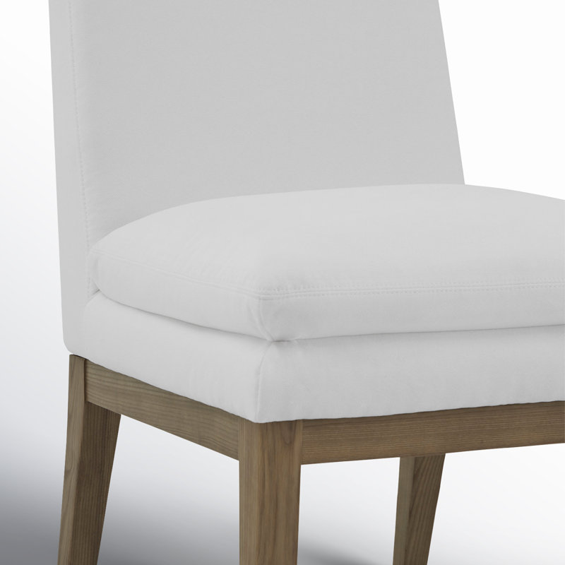 Chaise rembourrée Bethea, Tweed prestige perle / chêne