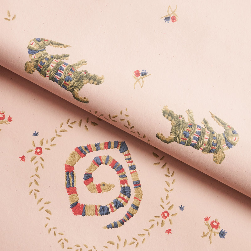 Schumacher x Backdrop Reptilia Wallpaper, Muted Pink