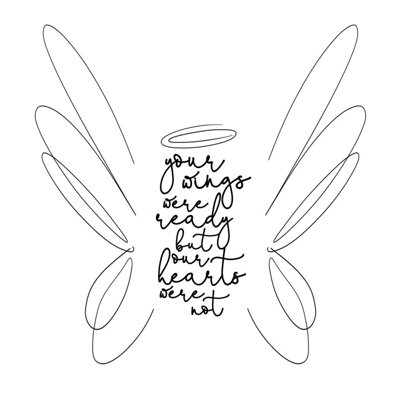 Your Wings Were Ready Script Black - Wrapped Canvas Print, 91cm H x 91cm W x 3.8cm D