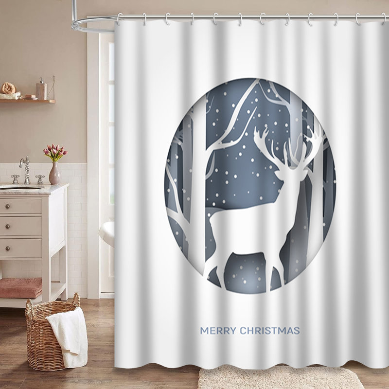 Rideau de douche Merry Christmas Snow, L 72 po x l 84 po