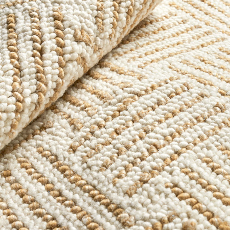 Layers Ochre Hand Hooked Wool Rug, Rectangle 7'6" x 9'6"