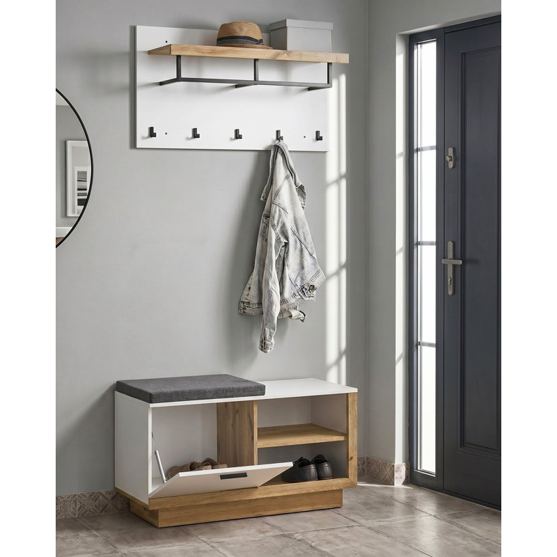 90 cm W Hallway Set with Storage Bench and Shoe Storage