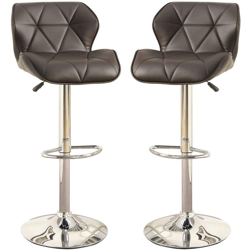 Ensemble de 2 tabourets de cuisine modernes en similicuir brun à hauteur de comptoir, réglables à hauteur réglable., Brun
