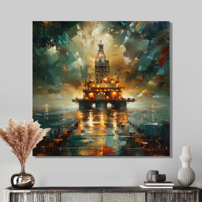Décoration murale verte et noire «Oil Offshore Drill»