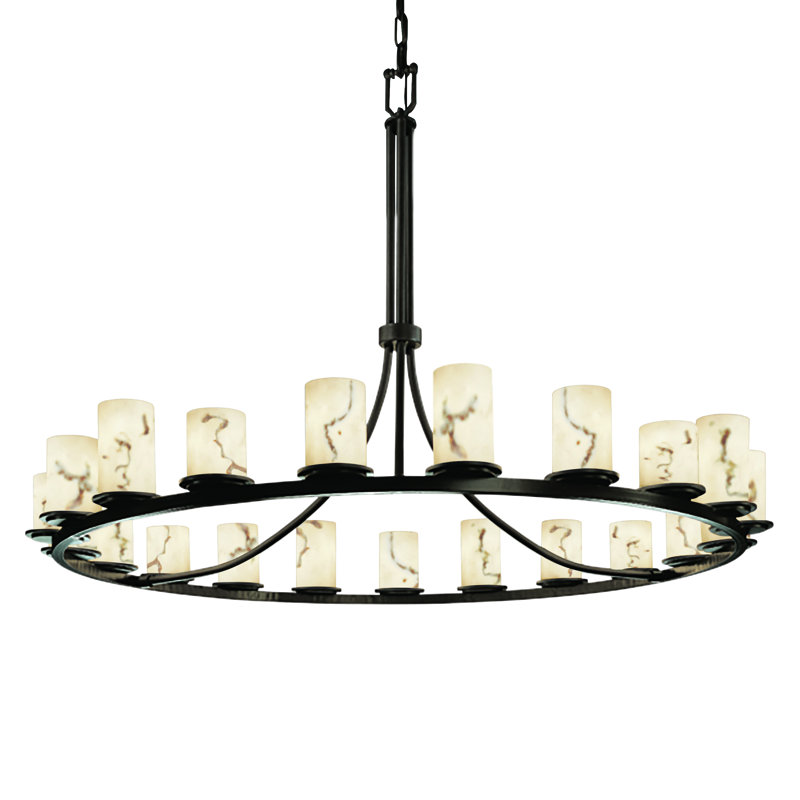 Aleynah 21 - Light Dimmable Tiered Chandelier, Cylinder with Flat Rim, Dark Bronze