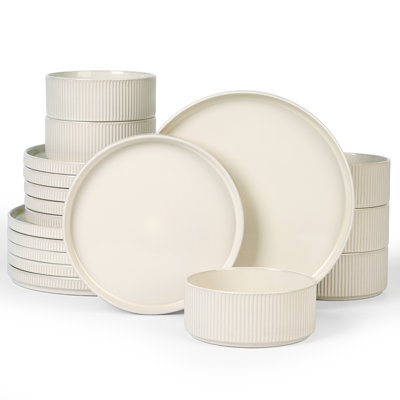 18 Pieces Stoneware Dinnerware Set, Service for 6