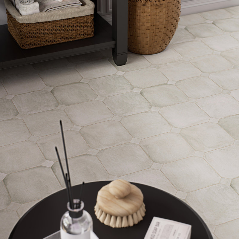 Lavande octogone avec taco 7-7 / 8 po X 7-7 / 8 po Carreau de porcelaine pour plancher et mur, Beige clair
