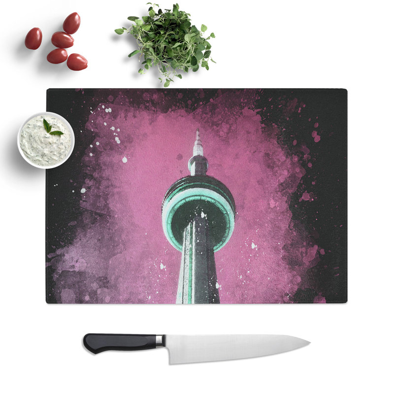 Tempered Glass CN Tower in Toronto Canada Abstract Chopping Board, 28.5 cm x 39 cm