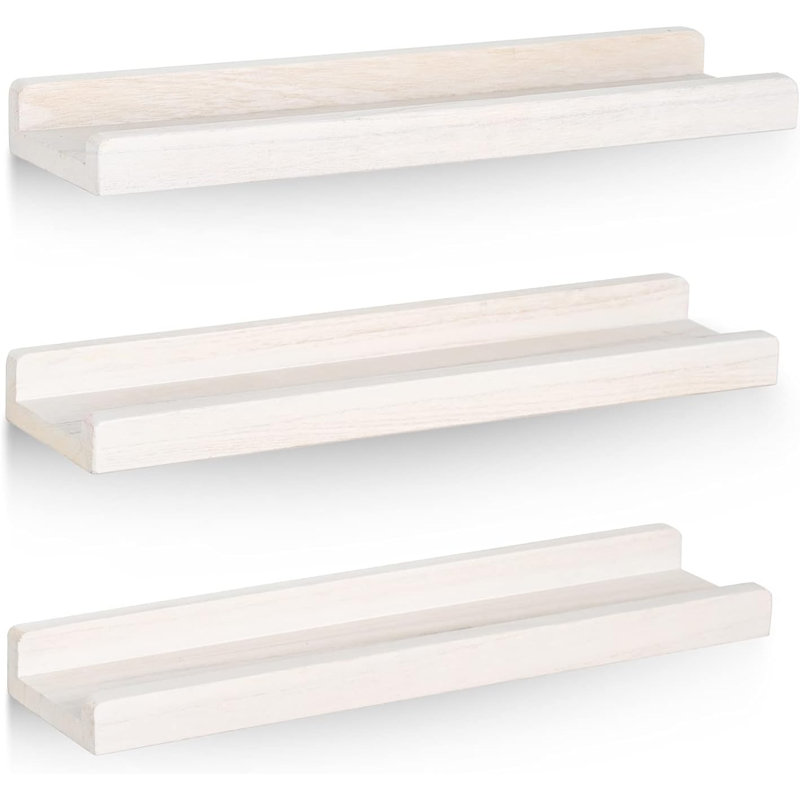 3-Piece 16.99"  Floating Shelves Wall Mounted ,Wood Floating Shelves For Storage Display Shelves For Bathroom/kitchen/bedroom/living Room,White