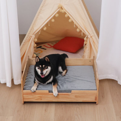 Dog Bed With Grey Cushion