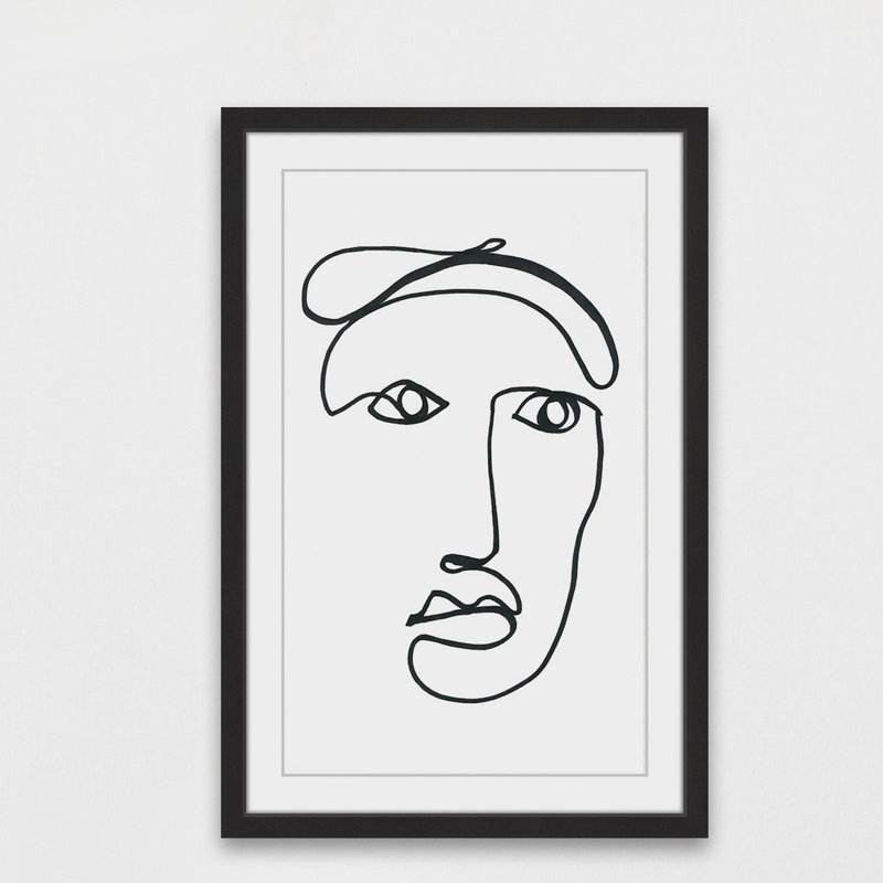 « half-sketched », reproduction de dessin encadrée, H 36 po x l 24 po