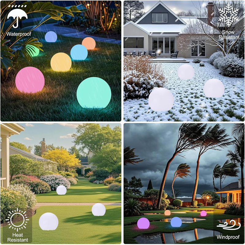 Solar Powered LED Globe Light - 12 Inch Dimmable Outdoor Table Lamp With Remote, 16 RGB Colours, Waterproof Design For Patio, Garden, Yard, Beach, Pathway, Nursery Decor