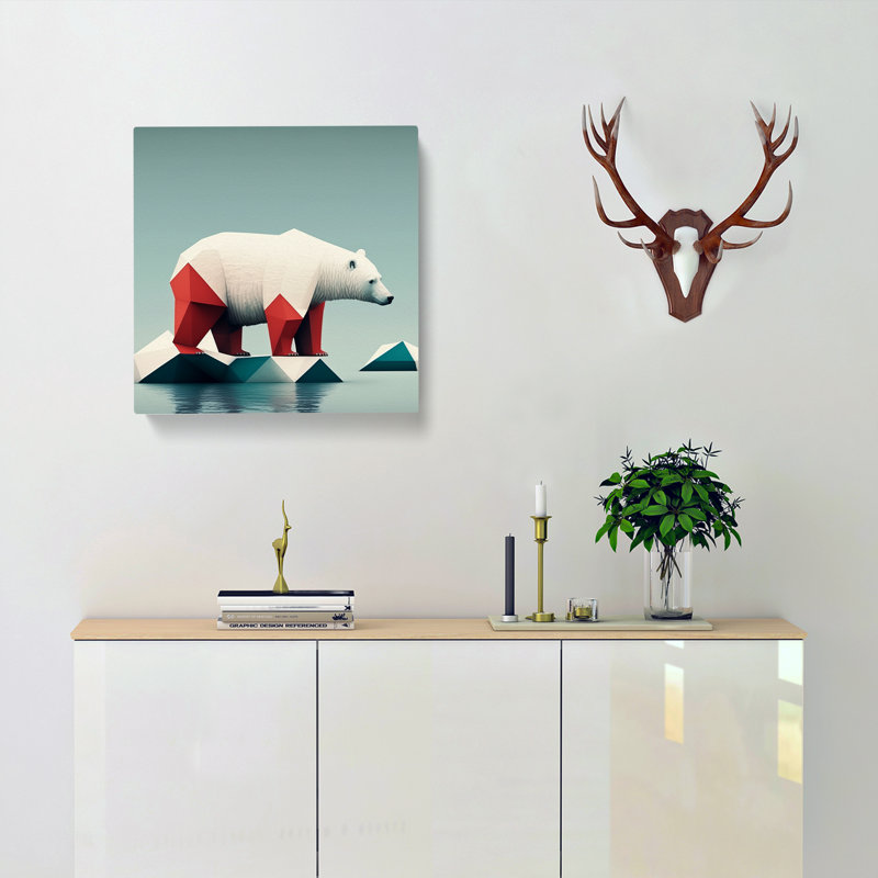 Polar Bear Suprematism - Wrapped Canvas, 35cm H x 35cm W x 3cm D