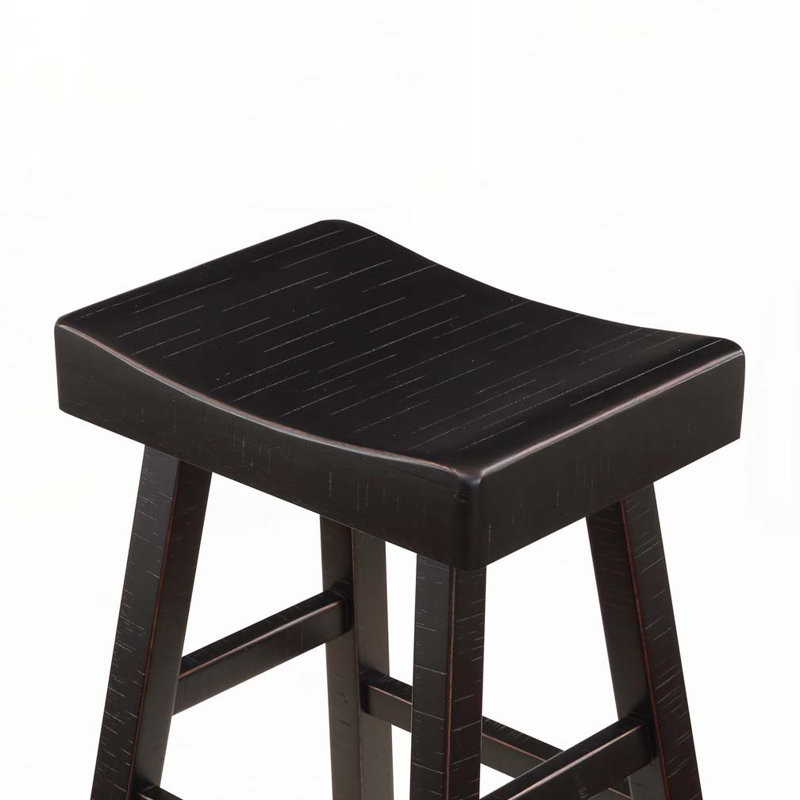 Ensemble de tabourets de bar en bois sans dossier, Noir, Noir, Tabouret de comptoir (siège d'une hauteur de 25 p