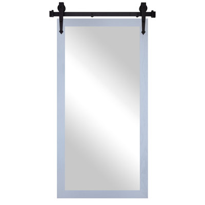 Rayne Mirrors Ozark Hardwood Mirror With Steel Barn Door Rail