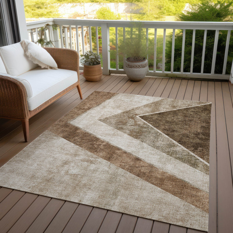 Berstine Washable Geometric Indoor / Outdoor Rug, Rectangle 3' x 5'