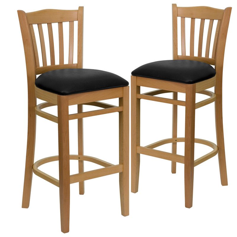 Tabouret de restaurant en bois à dossier à lattes Prompton, Acajou, Bourgogne, 2