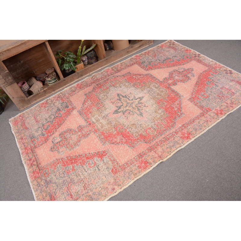 Vintage Rug, Turkish Rug, Red  4.3x7 ft Area Rugs, Bedroom Rugs, Moroccan Rugs