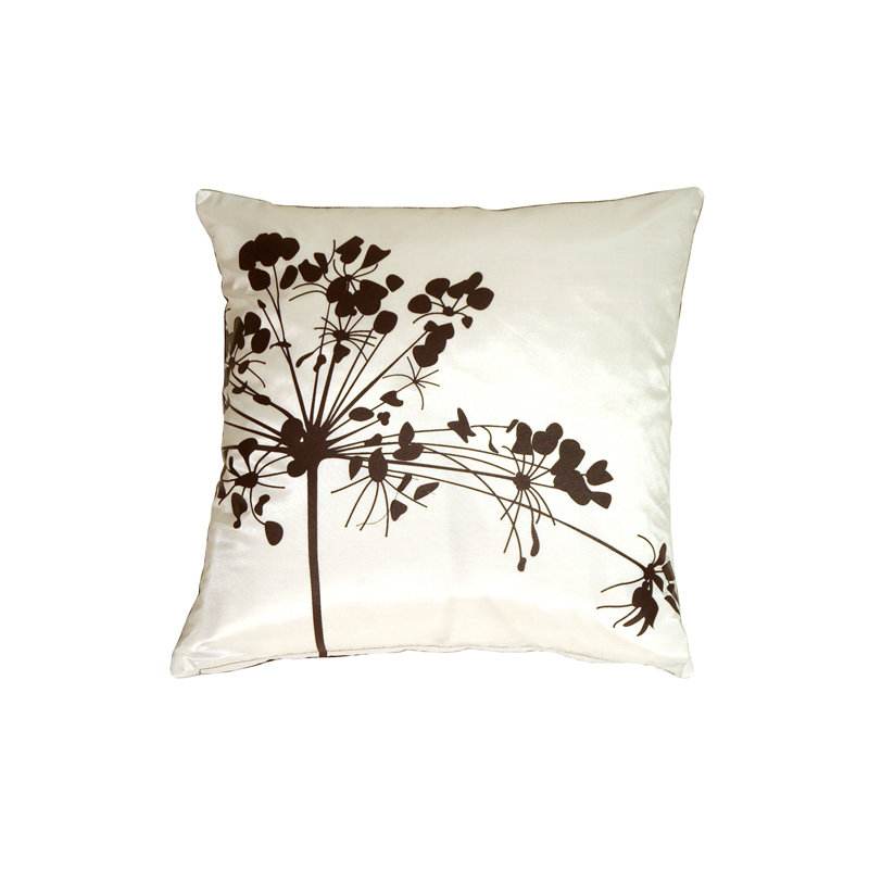 Carlea Flower Throw Pillow, White/Brown