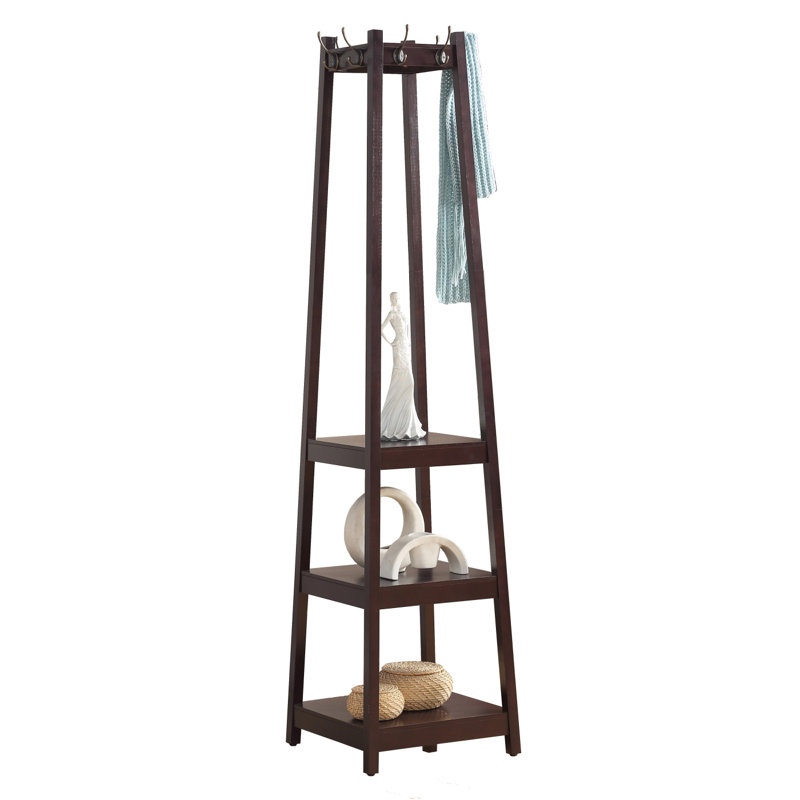 Vassen Coat Rack W/ 3-Tier Storage Shelves In Finish, Espresso