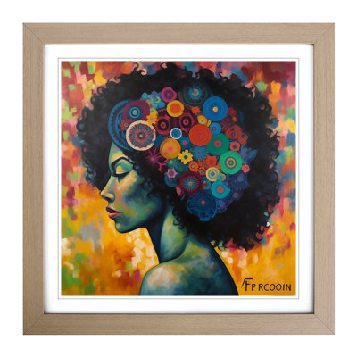 Woman with Affro Precisionism - Framed Print