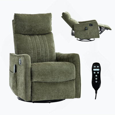 Green Heat Massage Manual Recliner Chair With Rocker And Swivel In Fabric For Living Room