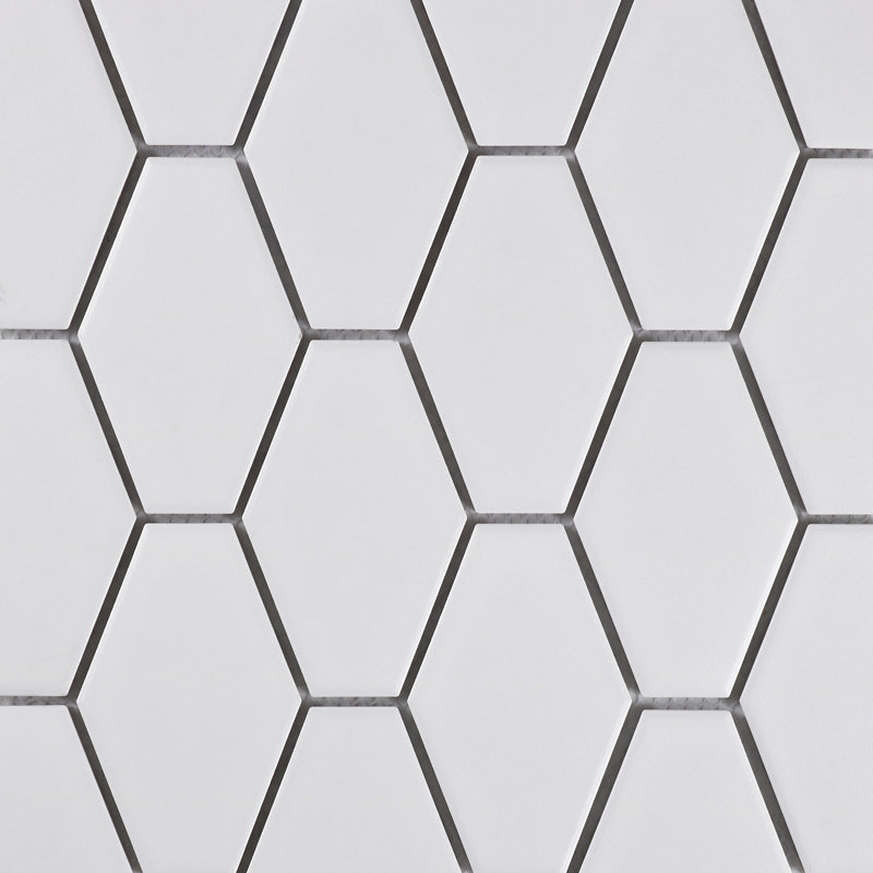 Perfection 2.36" X 3.74" Porcelain Elongated Hexagon Mosaic Wall & Floor Tile, White
