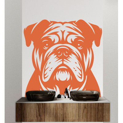 Bouledogue anglais, autocollant mural pour chien, décor de chien, enfants, art mural, amoureux des animaux, chien, salle de bain, autocollants muraux, vinyle
