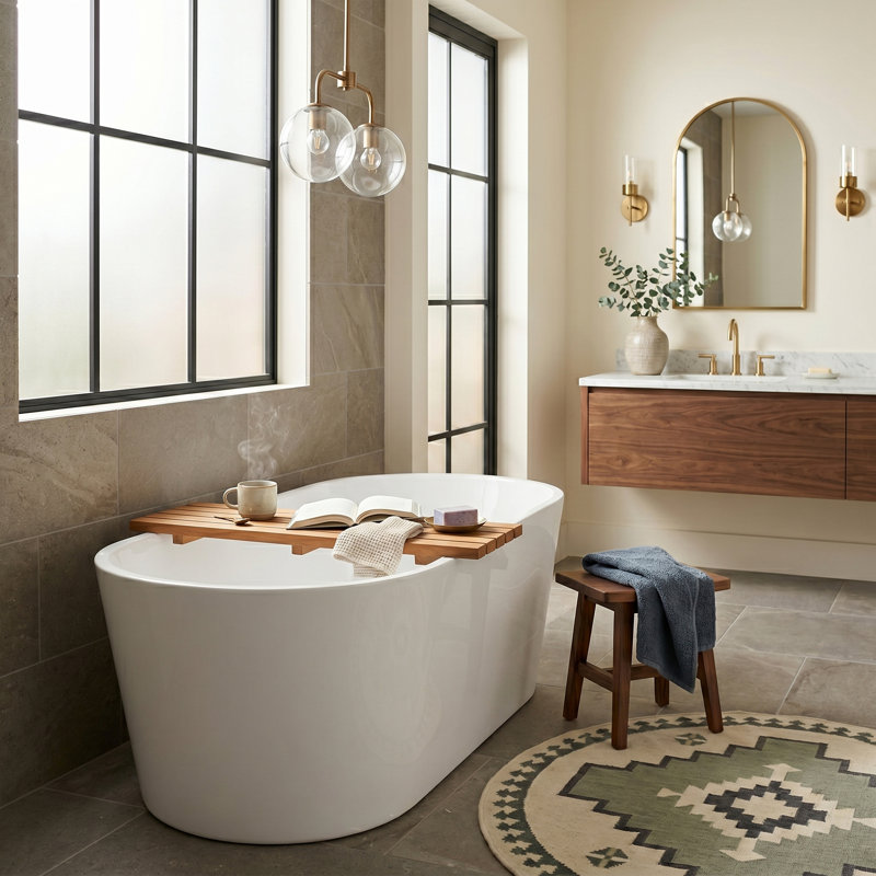 Emmy Freestanding Bath Caddy, Teak