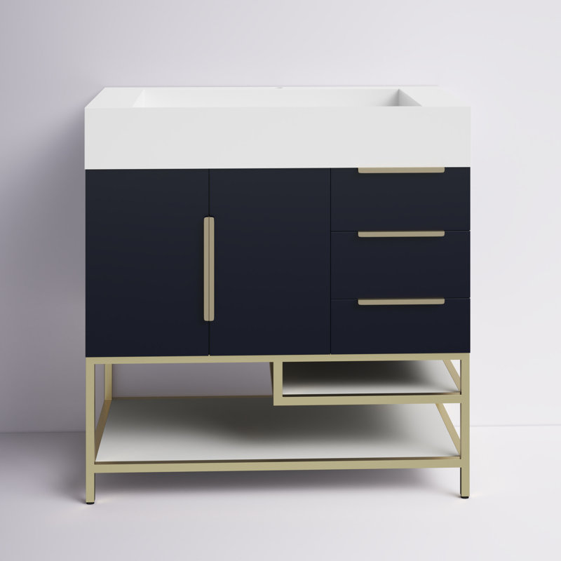 Ensemble de meuble-lavabo simple 36 po Glasgow, Gris, Blanc