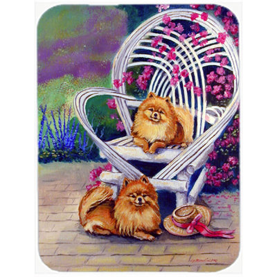 East Urban Home Pomeranians on the Patio Glass Cutting Board