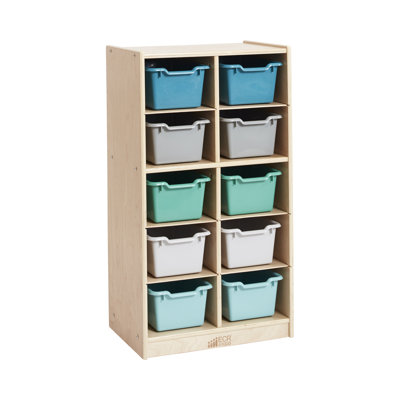 ECR4Kids 10 Cubby Tray Cabinet with Scoop Front Storage Bins, 5x2, Classroom Furniture -  ELR-17215-LG