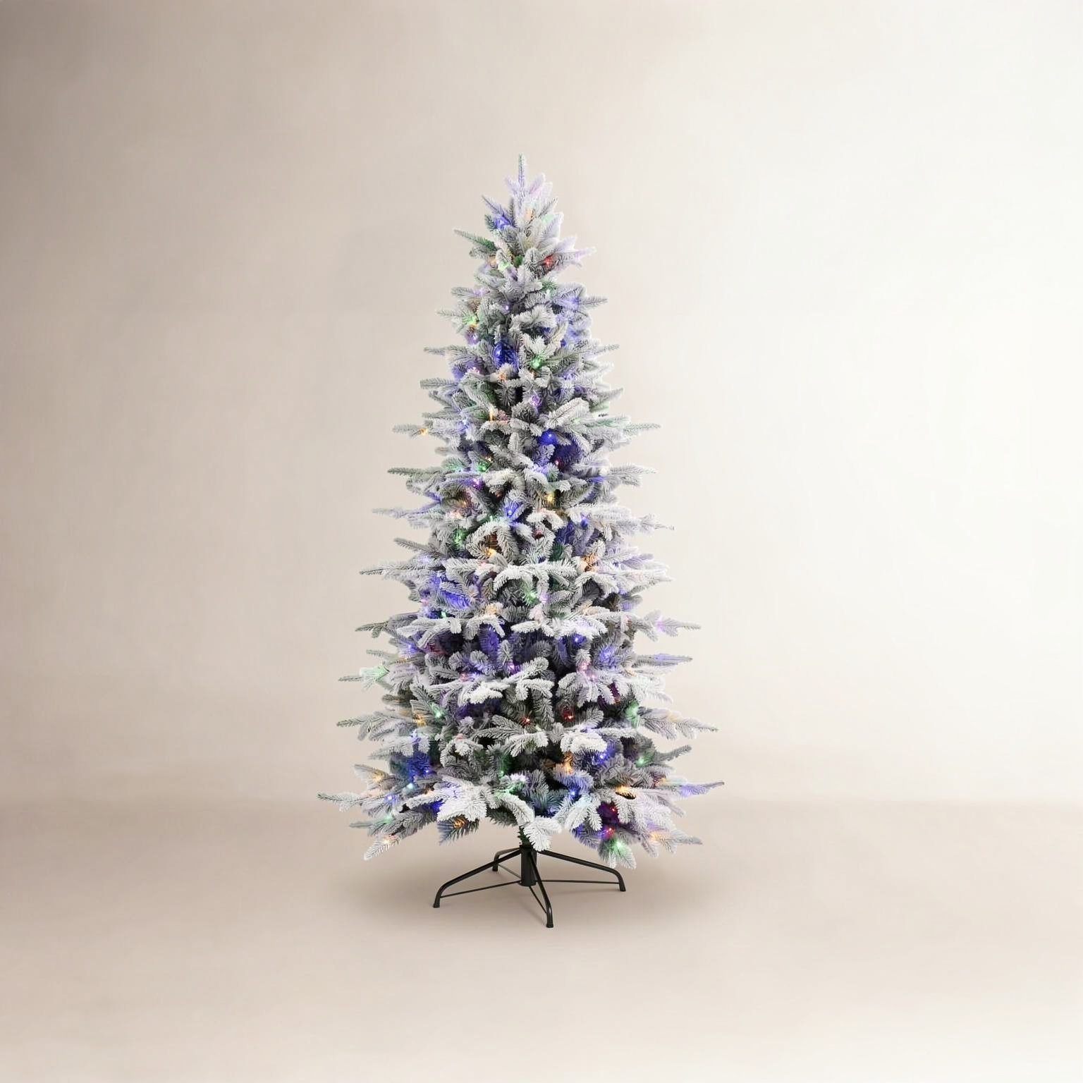 Cashmere Flocked 8' Pre-Lit Fir Christmas Tree, 7' H