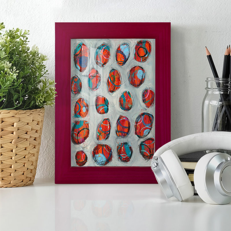Gelson " Abstract Circles I ", Red, 6" H x 4" W x 1" D