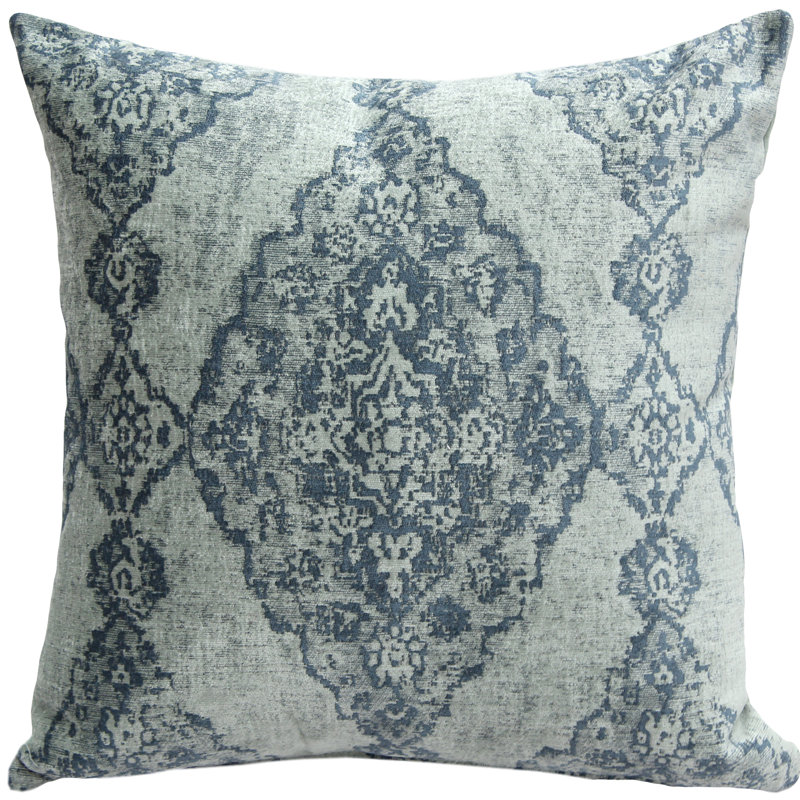 Ravenna Damask Chenille Reversible Throw Pillow, Blue
