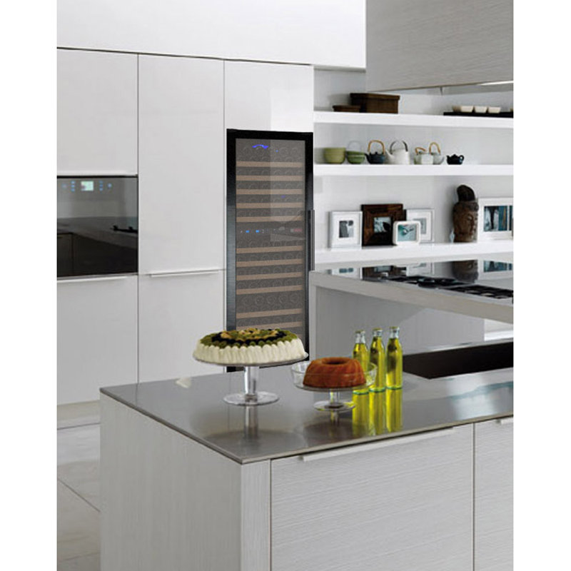 Allavino 24" Wide FlexCount II Tru-Vino 172 Bottle Dual Zone Black Left Hinge Wine Refrigerator, Left, Black