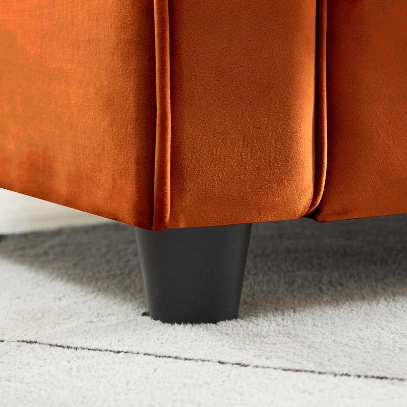 82.48'' Velvet Sofa, Orange Velvet