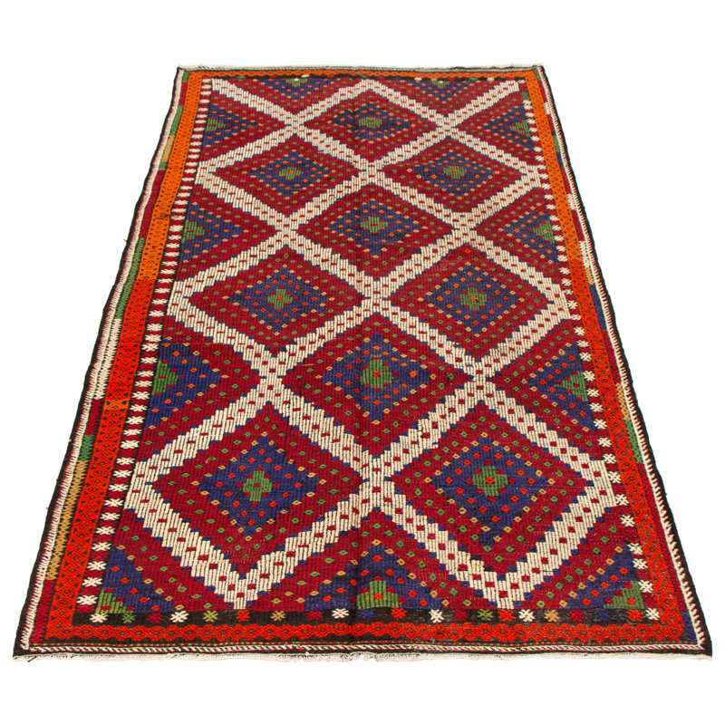 Tapisserie kunal rouge Kilim 5 pi 10 po x 11 pi 8 po