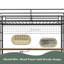 Lit superposé double au-dessus de simple avec bureau et station de charge et tablettes de rangement et panneau en grillage métallique avec crochets pour adolescent, garde de sécurité et escalier, aucun sommier nécessaire