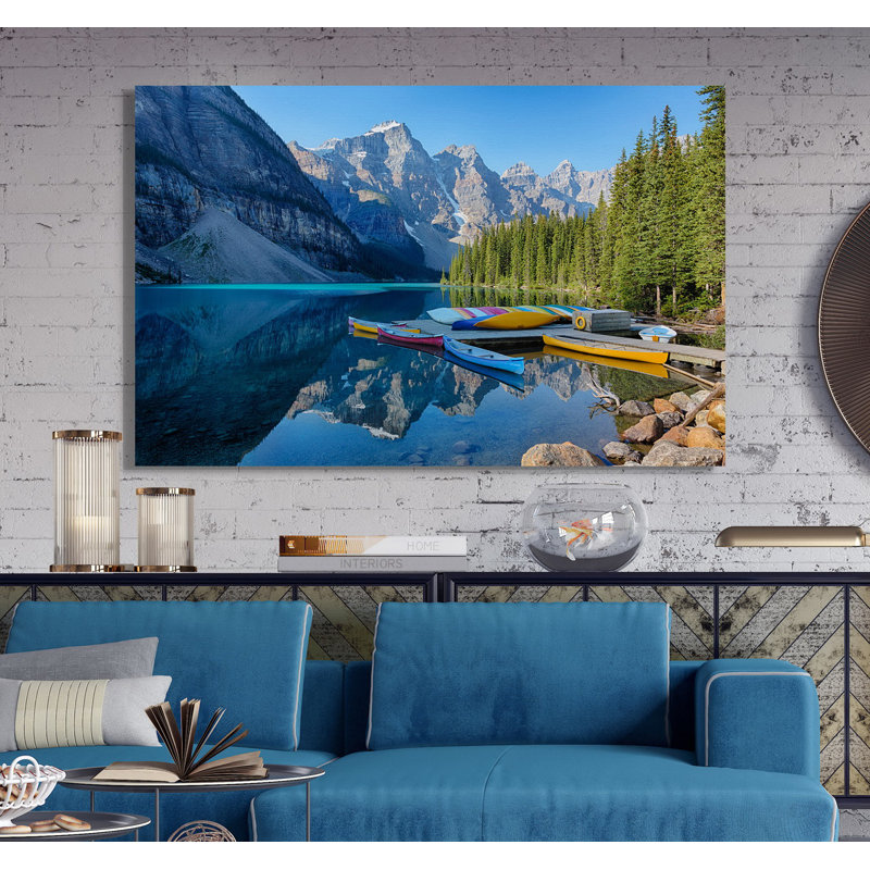 « banff canoë dock », reproduction, H 8 po x l 12 po x P 1,5 po, Toile tendue