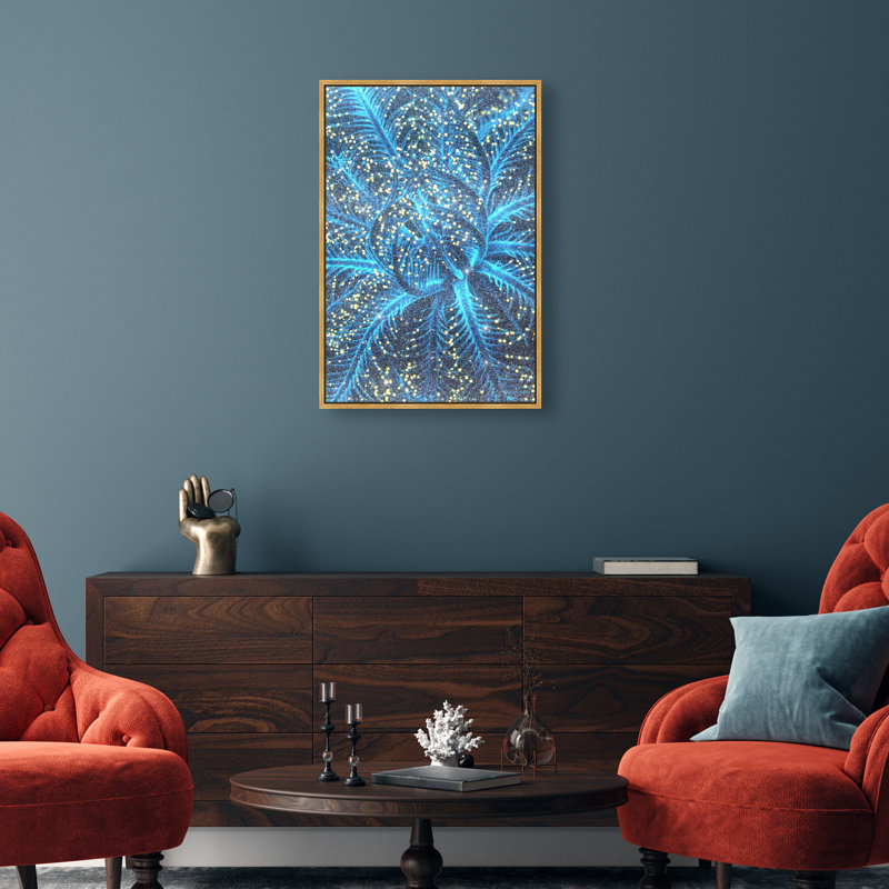 Neon Bloom Print by Oliver Gal, 46"H x 31"W, Gold Floater Frame