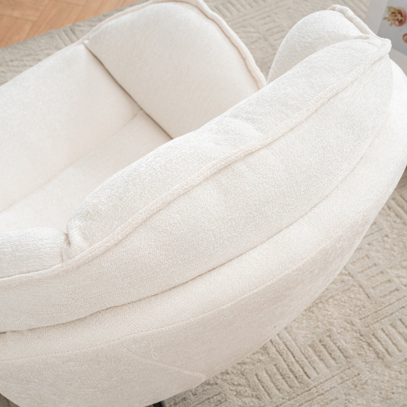 Upholstered Tufted Swivel Accent Chair, Beige