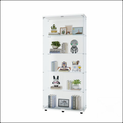 Vitrine à deux portes avec 5 tablettes, durable et sécuritaire pour les objets de collection, finition blanche