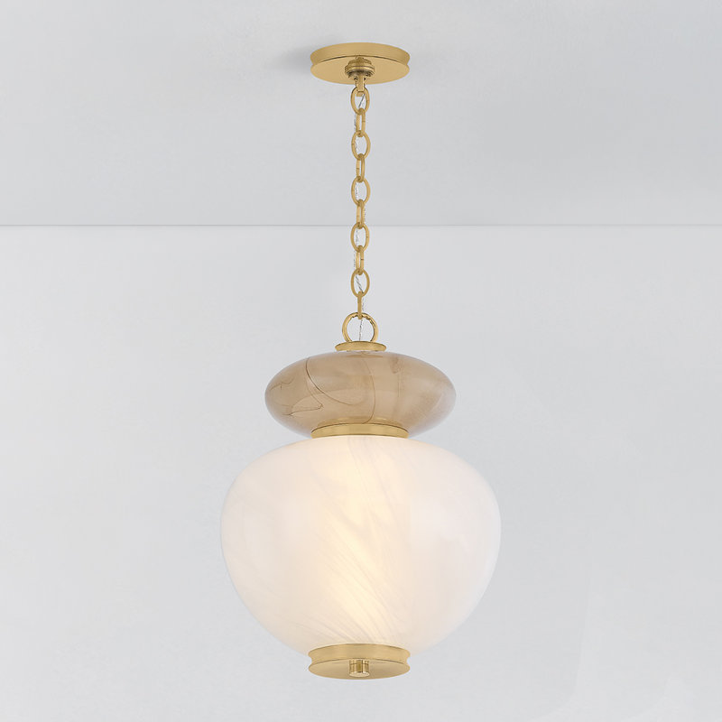 Luminaire suspendu Syros en laiton rétro, H 92,25 po x l 13,75 po x P 13,75 po