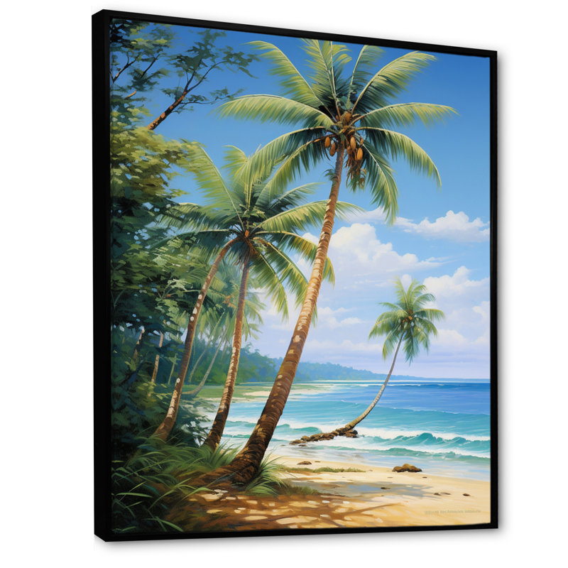 «Padowski Palm Trees Palms II», reproduction d'art sur toile, H 32 po x l 24 po x P 1 po, Cadre flottant noir