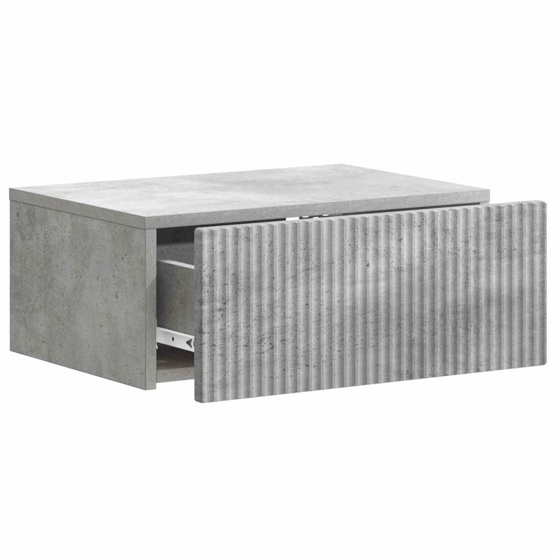 49cm W Manufactured Wood Bedside Table, Concrete Grey