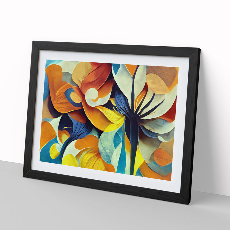 Artistic Flowers Abstract Vol.3 - Single Picture Frame Print, Black Framed, 34cm H x 46cm W x 2cm D