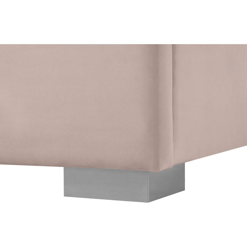 Lit plateforme tapissier Kehly, Grand, Velours rose