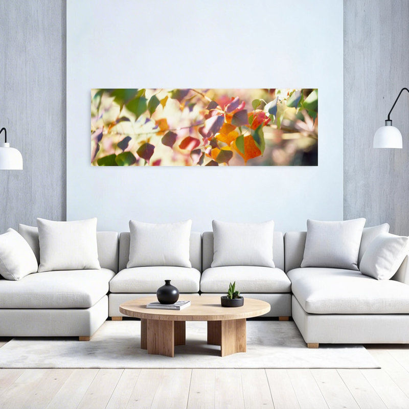 Art chinois abstrait, feuilles de suif chinois, H 20 po x l 60 po